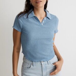 MADEWELL Crinkle Polo Crop Tee